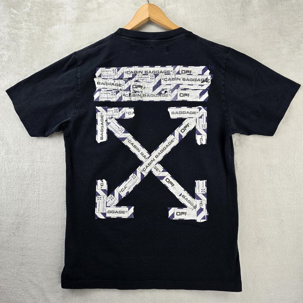 Off White Airport Tape Shirt Large Black Operating SRL Virgil Abloh Streetwear